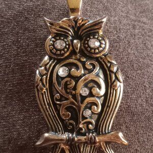 RMM ROMAN GOLD TONE RARE OWL PENDENT, BROOCH